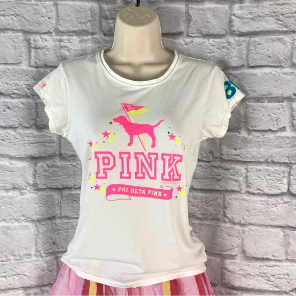 Vintage‎ PINK Phi Beta Pink Tee rhinestones Victoria’s Secret Rare Y2K - Picture 2 of 7